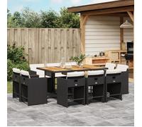 vidaXL Ensemble à manger de jardin 11 pcs coussins noir résine tressée 3277982