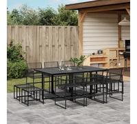 Vidaxl Ensemble À Manger De Jardin 11 Pcs Noir Résine Tressée