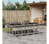 Vidaxl Ensemble À Manger De Jardin 11pcs Avec Coussins Gris Poly Rotin
