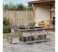 Vidaxl Ensemble À Manger De Jardin 11pcs Avec Coussins Gris Poly Rotin