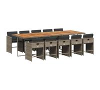 vidaXL Ensemble de jardin 11 pièces en poly rotin avec coussins gris