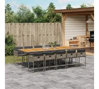Vidaxl Ensemble À Manger De Jardin 11pcs Avec Coussins Gris Poly Rotin