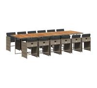 vidaXL Ensemble à Manger de Jardin 13 pcs, Chaises à Manger avec Coussins, Ensemble de Meubles avec Table, Moderne, Gris Résine Tressée