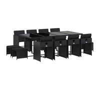 vidaXL Ensemble à Manger de Jardin 13 pcs Coussins Noir résine tressée