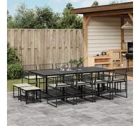 Vidaxl Ensemble À Manger De Jardin 13 Pcs Coussins Noir Résine Tressée