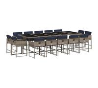 vidaXL Ensemble à Manger de Jardin 15 pcs Coussins Gris résine tressée, Ensemble de Salle à Manger d'extérieur, Meuble de Salle à Manger de Jardin, Table et chaises de Jardin