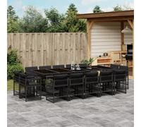 Ensemble à manger de jardin 15 pcs coussins noir résine tressée 3211771