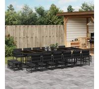 Vidaxl Ensemble À Manger De Jardin 17 Pcs Coussins Noir Résine Tressée