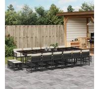 Vidaxl Ensemble À Manger De Jardin 17 Pcs Coussins Noir Résine Tressée