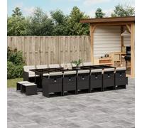 Vidaxl Ensemble À Manger De Jardin 17 Pcs Coussins Noir Résine Tressée