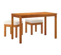 vidaXL Ensemble à Manger de Jardin 3 pcs et Coussins Acacia Solide, Ensemble à dîner d'extérieur, Meubles de Jardin, Meubles d'extérieur