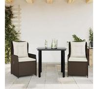 vidaXL Ensemble de jardin 3 pièces avec coussins Marron Poly rotin