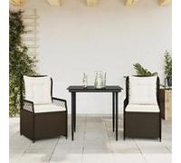 vidaXL Ensemble à manger de jardin 3 pcs et coussins marron poly rotin 3262971 Marron G
