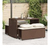 vidaXL Ensemble à manger de jardin 3 pcs et coussins marron poly rotin, ensemble de salle à manger d'extérieur, meuble de 4003903 Marron G