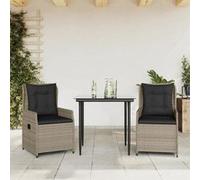 vidaXL Ensemble de jardin 3 pièces avec coussins gris clair Poly rotin