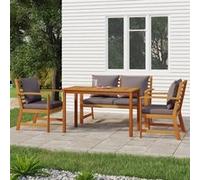 vidaXL Ensemble à manger de jardin 4 pièces avec coussins Bois d'acacia 3154979