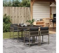 Vidaxl Ensemble À Manger De Jardin 5 Pcs Coussins Gris Résine Tressée