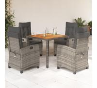 Vidaxl Ensemble À Manger De Jardin 5 Pcs Coussins Gris Résine Tressée