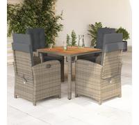 Vidaxl Ensemble À Manger De Jardin 5 Pcs Coussins Gris Résine Tressée