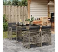 vidaXL Ensemble à manger de jardin 3210716, 5 pièces, résine tressée, coussins gris