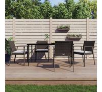 Vidaxl Ensemble À Manger De Jardin 5 Pcs Coussins Résine Tressée Acier