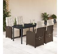 Ensemble à Manger de Jardin et Coussins Table 7 pcs Marron Résine Tressée vidaXL