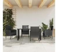Vidaxl Ensemble À Manger De Jardin 5 Pcs Noir Résine Tressée Et Acier