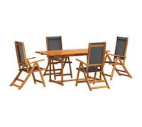 vidaXL Ensemble à manger de jardin Bois d'acacia solide, textilène, 5 pièces