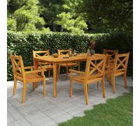 vidaXL Ensemble de Salle à Manger de Jardin 7 pcs Mobilier à Dîner de Terrasse Table et Chaises de Repas de Patio Salon de Jardin Bois d'Acacia Solide