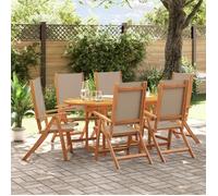 vidaXL Ensemble à manger de jardin 7pcs bois d'acacia solide textilène, ensemble à manger d'extérieur, meuble de salle à 3279323