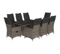 vidaXL Ensemble à manger de jardin 9 pièces résine tressée Coussins gris 190 x 80 x 75 cm