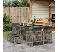 Vidaxl Ensemble À Manger De Jardin 9 Pcs Coussins Gris Résine Tressée