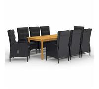 vidaXL Ensemble à manger de jardin 3067870 – 9 pièces Noir
