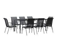 Vidaxl Ensemble À Manger De Jardin 9 Pcs Noir Textilène Et Acier