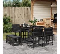 Vidaxl Ensemble À Manger De Jardin 9pcs Coussins Noir Résine Tressée