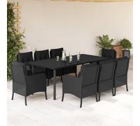 Vidaxl Ensemble À Manger De Jardin 9pcs Coussins Noir Résine Tressée