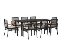 Vidaxl Ensemble À Manger De Jardin 9pcs Coussins Noir Résine Tressée