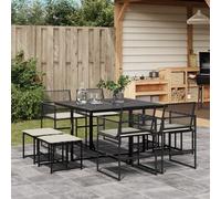Vidaxl Ensemble À Manger De Jardin 9pcs Coussins Noir Résine Tressée
