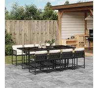 Vidaxl Ensemble À Manger De Jardin 9pcs Coussins Noir Résine Tressée