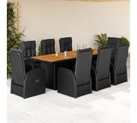 Vidaxl Ensemble À Manger De Jardin 9pcs Coussins Noir Résine Tressée