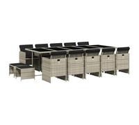 vidaXL Ensemble à manger de jardin 11 pcs chaises et table avec coussins Résine tressée Gris