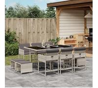 Vidaxl Ensemble À Manger De Jardin 11pcs Avec Coussins Gris Poly Rotin