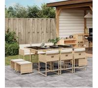 Vidaxl Ensemble À Manger De Jardin Et Coussins 11 Pcs Beige Poly Rotin