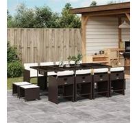 Vidaxl Ensemble À Manger De Jardin Avec Coussins 13 Pcs Marron Rotin