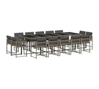 vidaXL Ensemble à Manger de Jardin avec Coussins 15 pcs, Table et Chaises à Dossier Rabattable, Meubles d'Extérieur Patio Terrasse, Moderne, Gris Résine Tressée