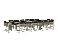 vidaXL Ensemble à Manger de Jardin avec Coussins 17 pcs, Table et Chaise de Terrasse, Meubles de Patio, Mobilier d'Extérieur, Gris Clair Résine Tressée