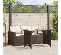 Vidaxl Ensemble À Manger De Jardin Avec Coussins 2 Pcs Marron Rotin