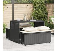 vidaXL – Ensemble à manger de jardin – 3 pièces avec coussins – Noir