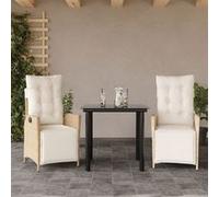 vidaXL Ensemble à Manger de Jardin avec Coussins 3 pcs, Table et Chaises avec Dossier et Repose-pied Réglables, Meubles 3213441 Multicolore G