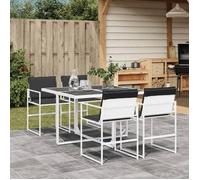 vidaXL Ensemble à manger de jardin 3295103 - 5 pcs en textilène blanc avec coussins